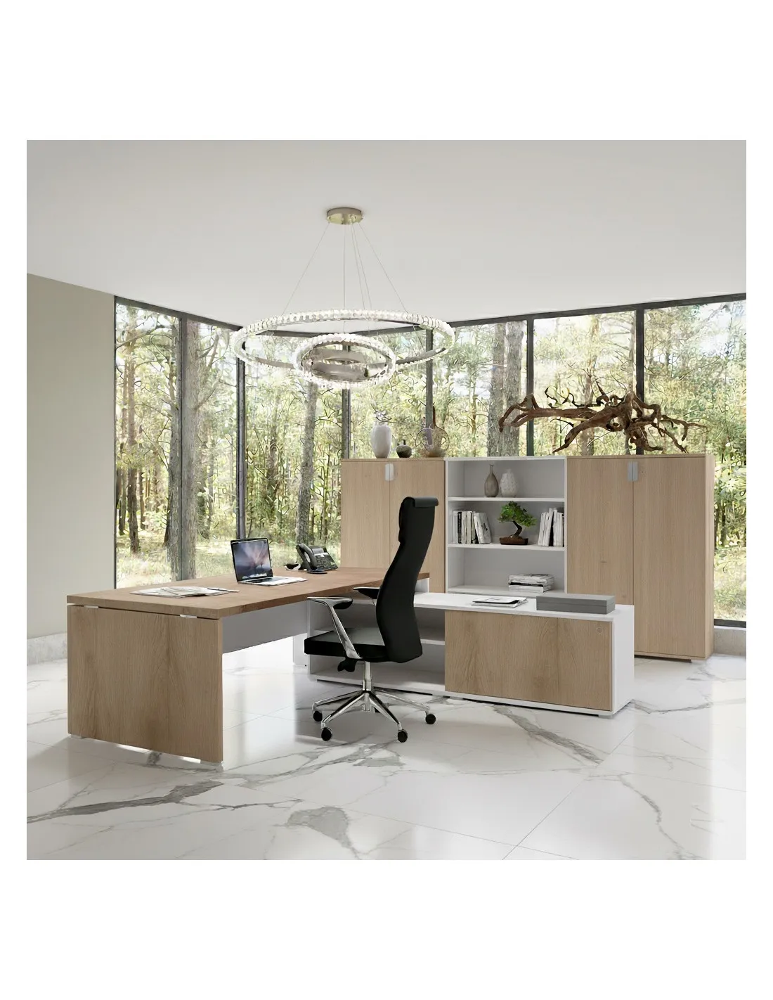 Bureau Bi-colore TAK avec rangement intégré - Mobel Linea