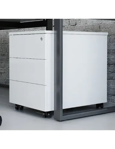 Caisson à roulettes 3 tiroirs coloris blanc - MDD