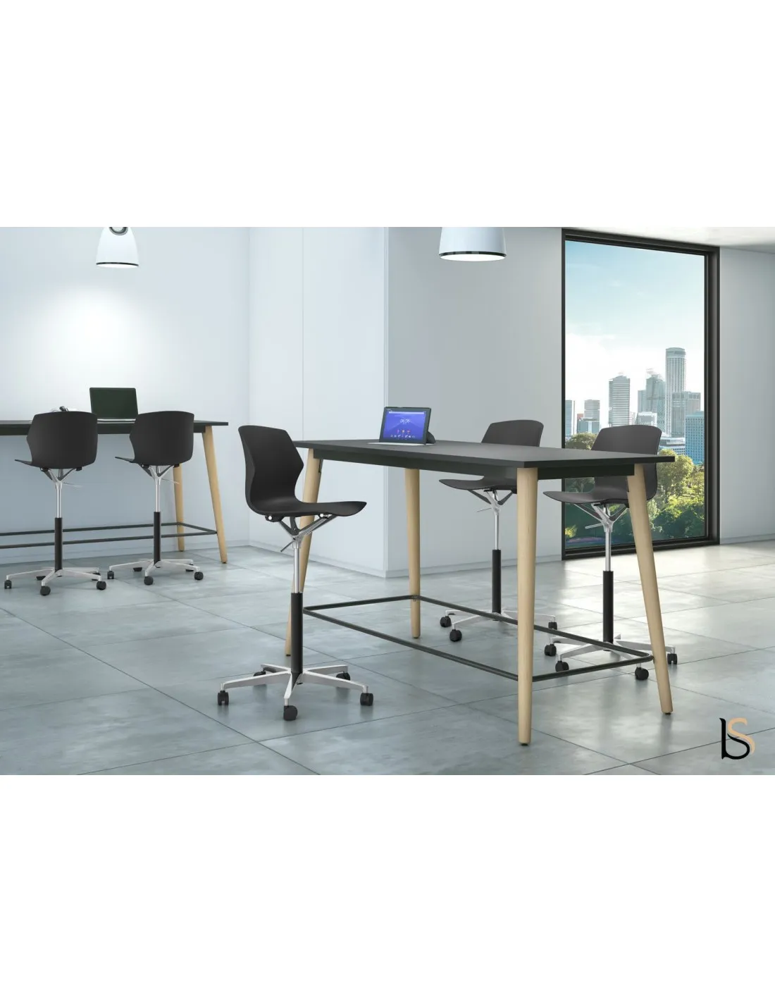 Table haute NIL avec repose pieds – Mobel Linea