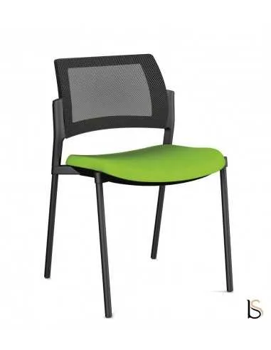 Chaise visiteurs 4 pieds Kyos dossier résille noire - SOKOA