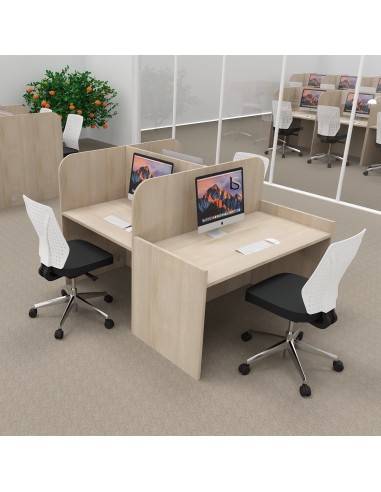 Bureau de call center version double 3 personnes avec poste pour superviseur
