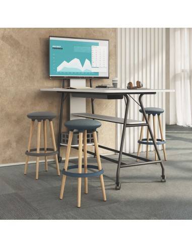 Tabouret haut avec pieds en bois et repose pieds TOP