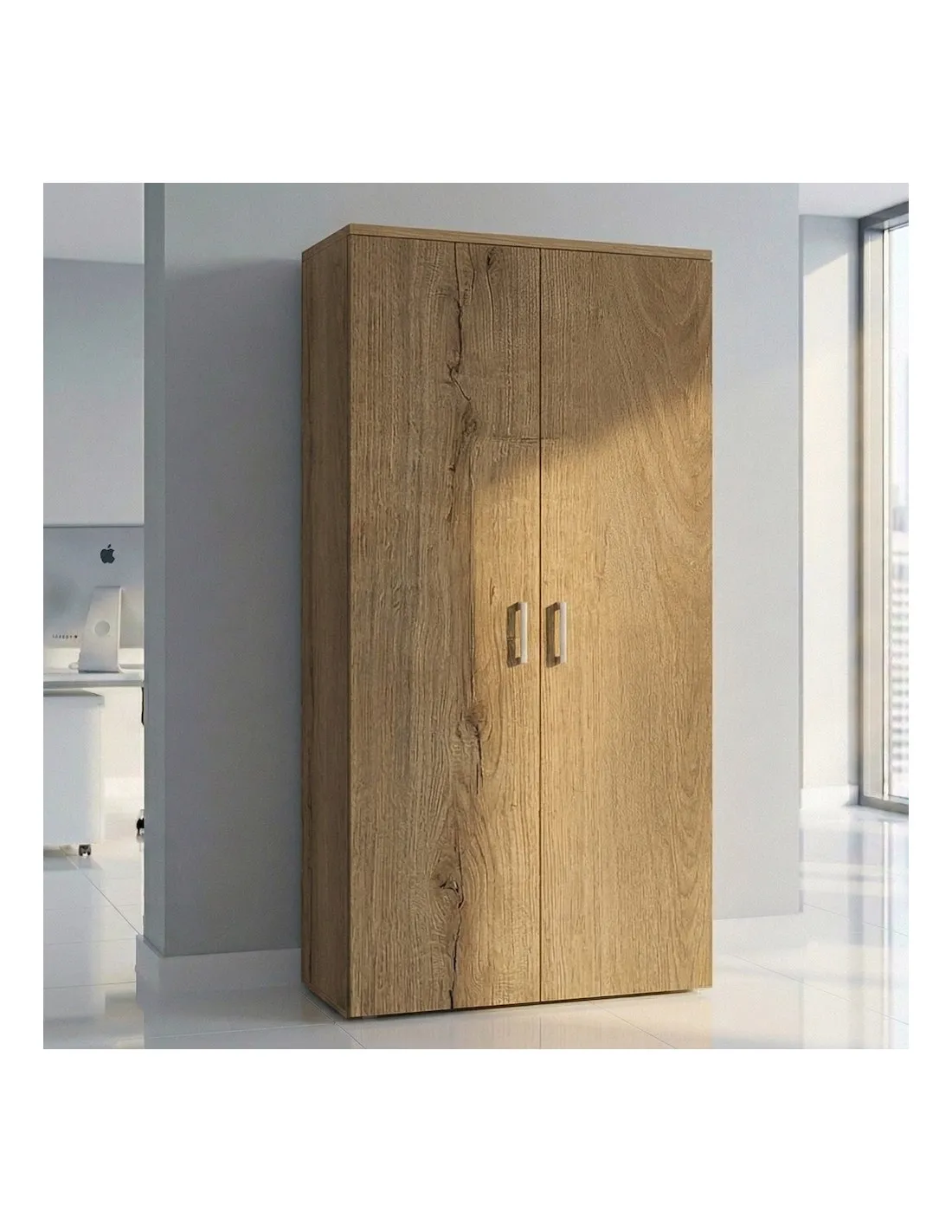 Armoire à portes battantes monochrome hauteur 197 cm - Mobel Linea