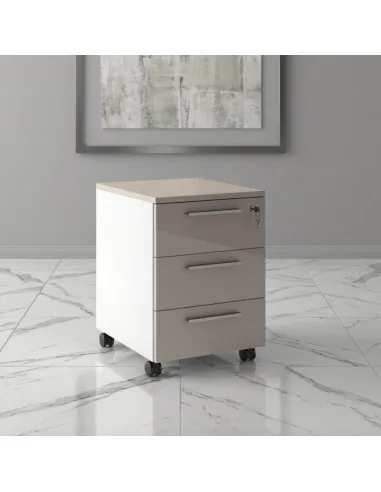 Caisson mobile 3 tiroirs blanc bicolore - Ofitres
