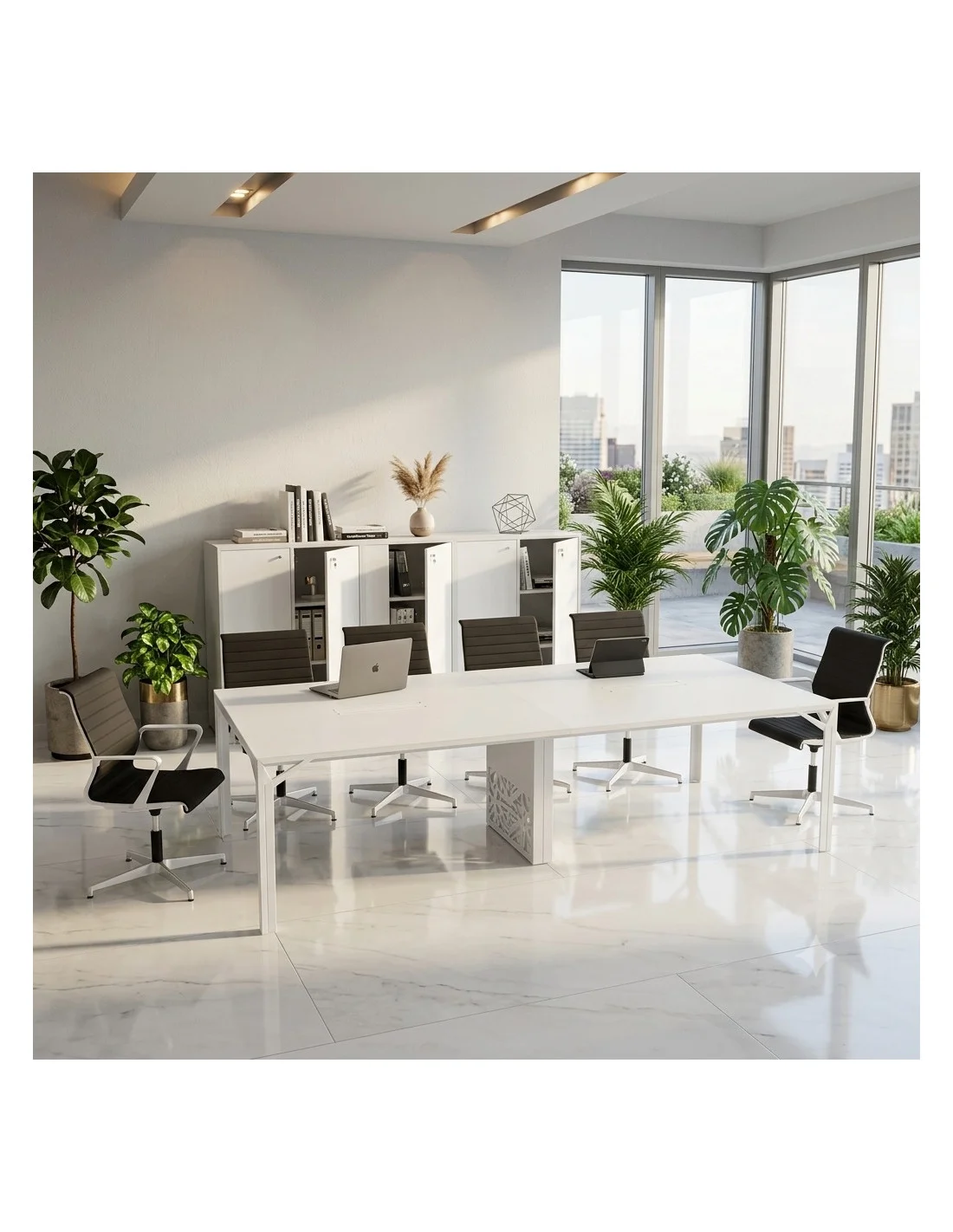 Table de conférence design 8 à 10 personnes avec plateau en verre X8