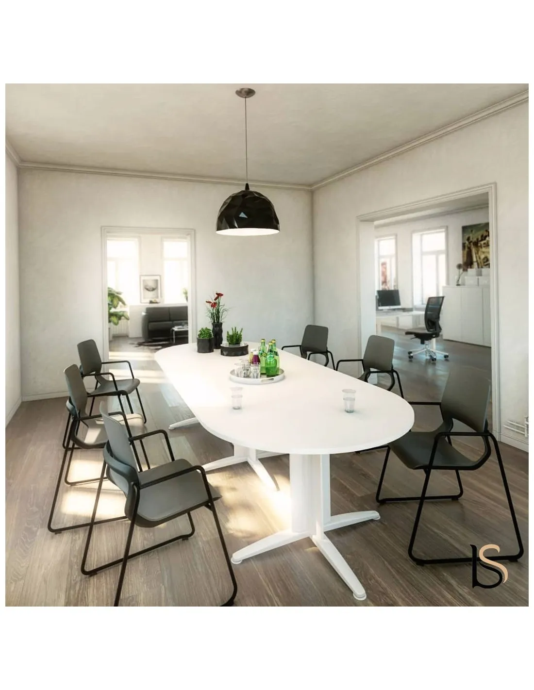 Table de réunion ovale évolutive Sigma – Mobel Linea