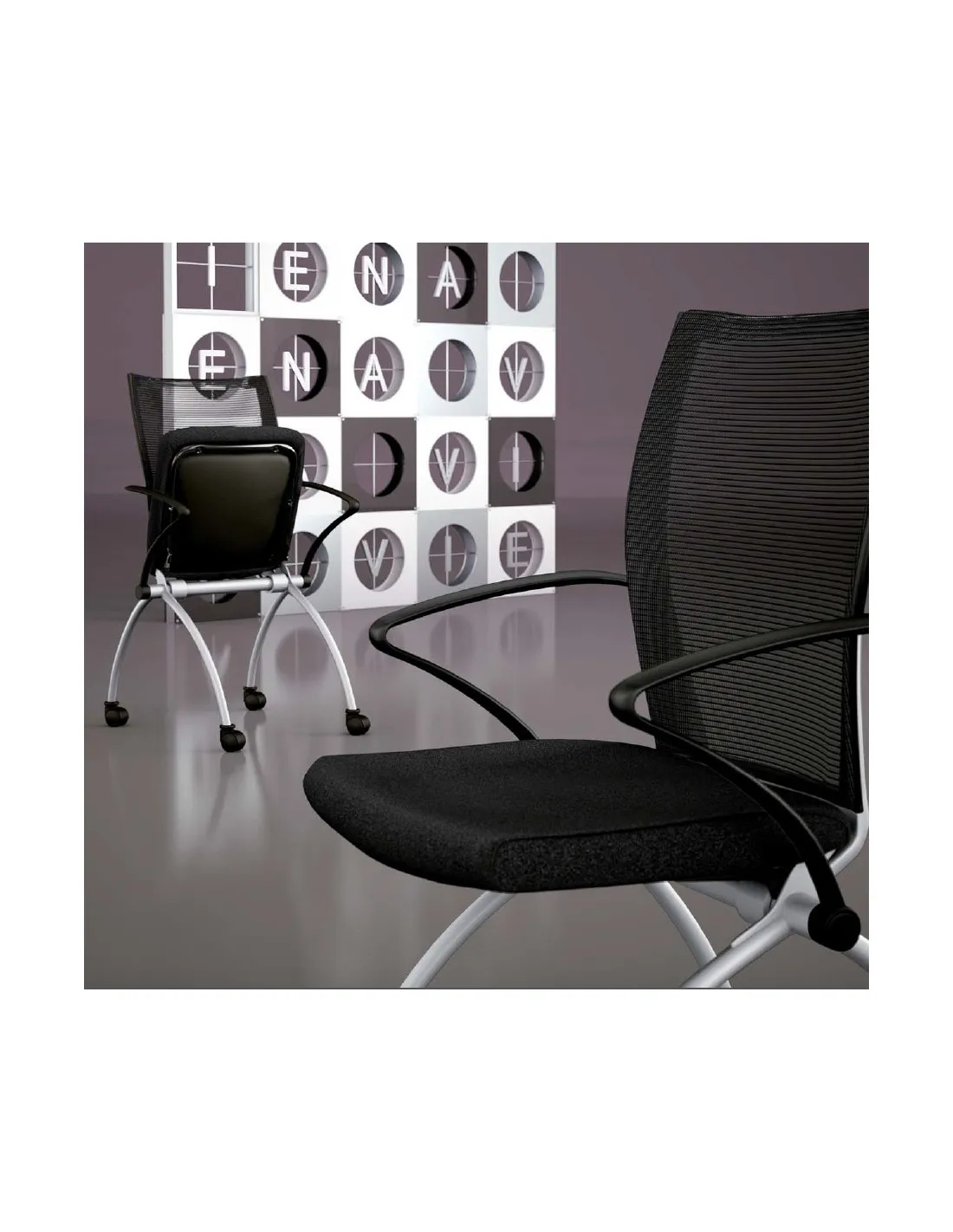 Chaise visiteurs avec assise rabattable Viena – Mobel Linea