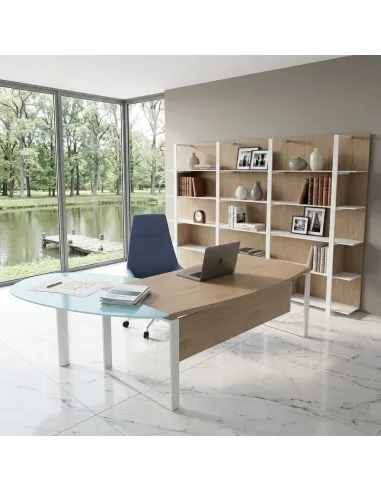 Bureau de direction X time Ring avec convivialité en verre - Quadrifoglio