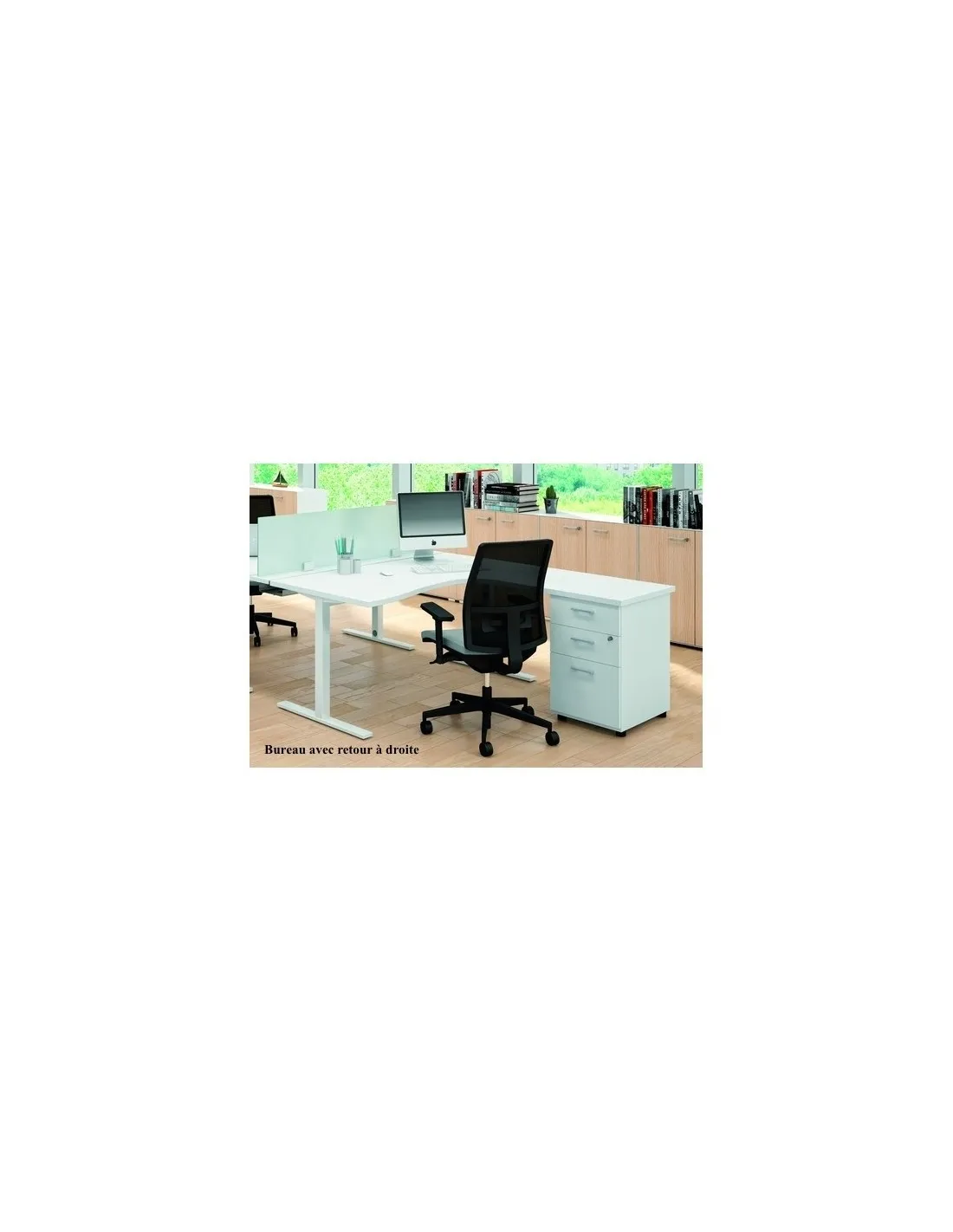 Bureau compact 90° avec caisson de rangement Idea Tube –Quadrifoglio