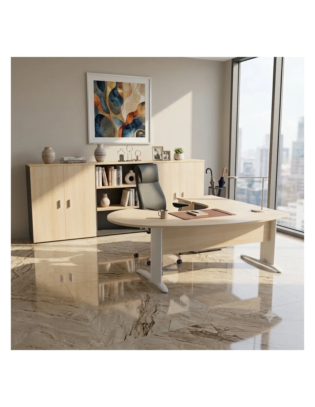 Bureau ergonomique et caisson intégré Sigma - Mobel Linea