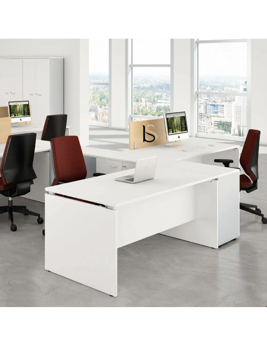 Bureau rectangulaire pieds bois Practika P4 – Quadrifoglio